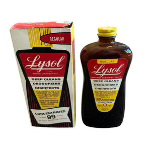 Lysol Disinfectant Cleaner Concentrated Vintage Glass Bottle Collectible w/ Box